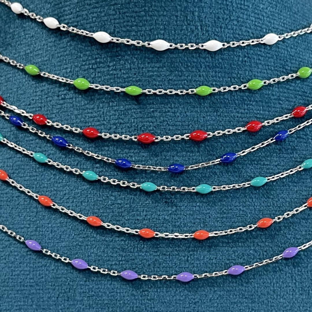 Sterling Silver Colour Bead Chain Necklace | Laila