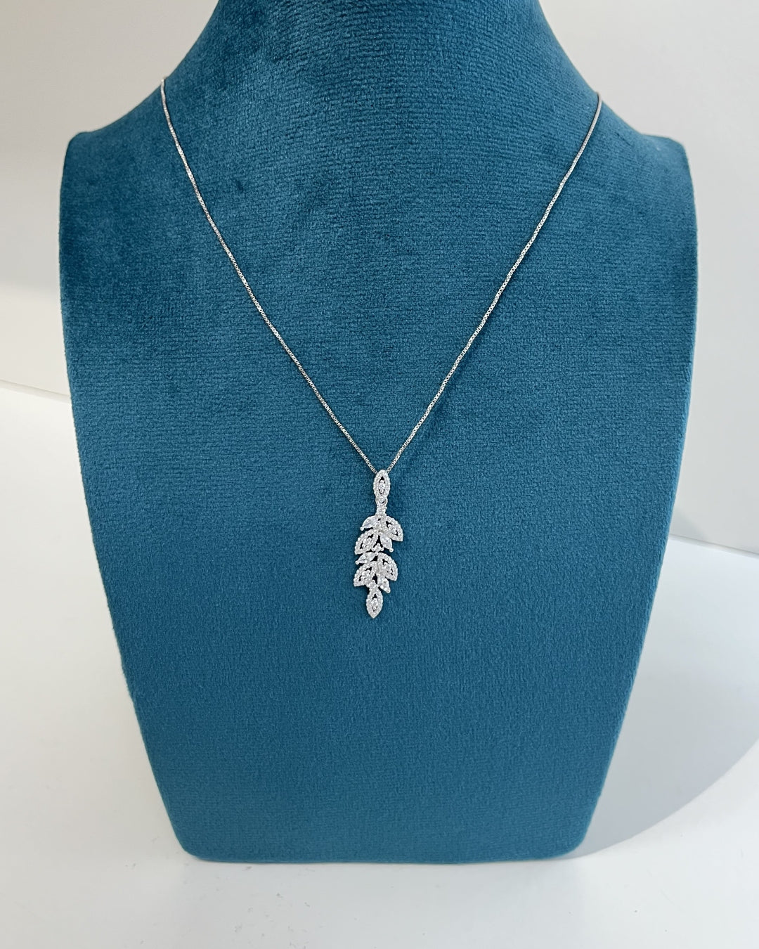 Sterling Silver Marquise Cut Flower Drop Pendant Necklace | Demeter