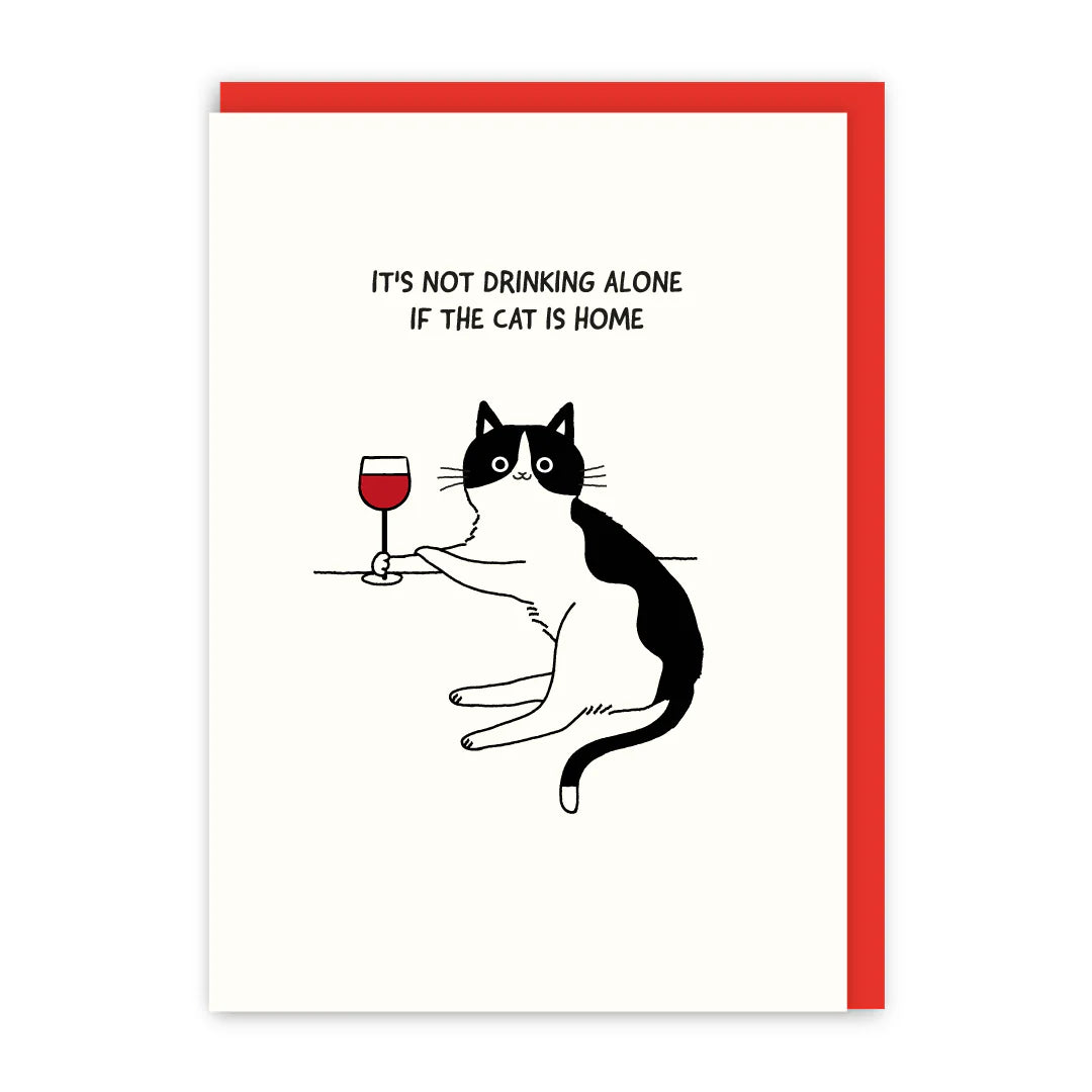 Drinking Alone Cat Card | In Real Life