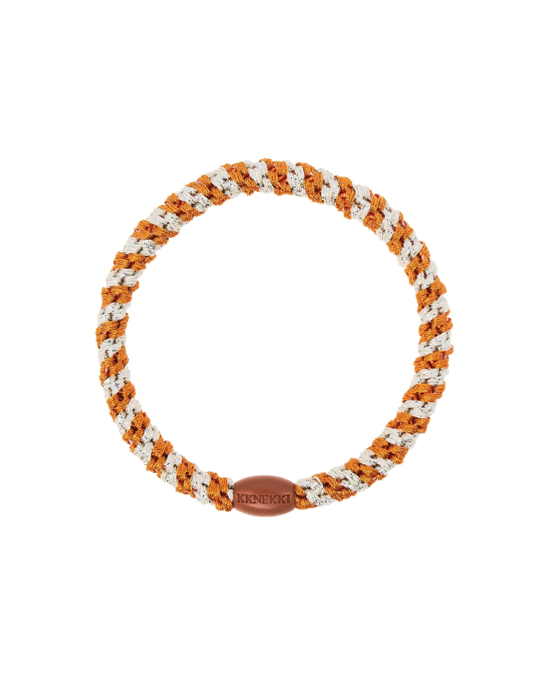 KKNEKKI Hair Tie | Slim Stripe | Burnt Terracotta & Ivory Glitter