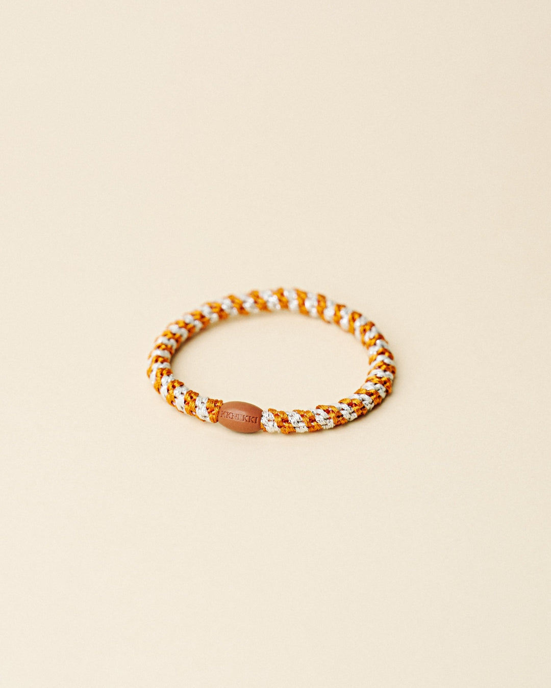 KKNEKKI Hair Tie | Slim Stripe | Burnt Terracotta & Ivory Glitter