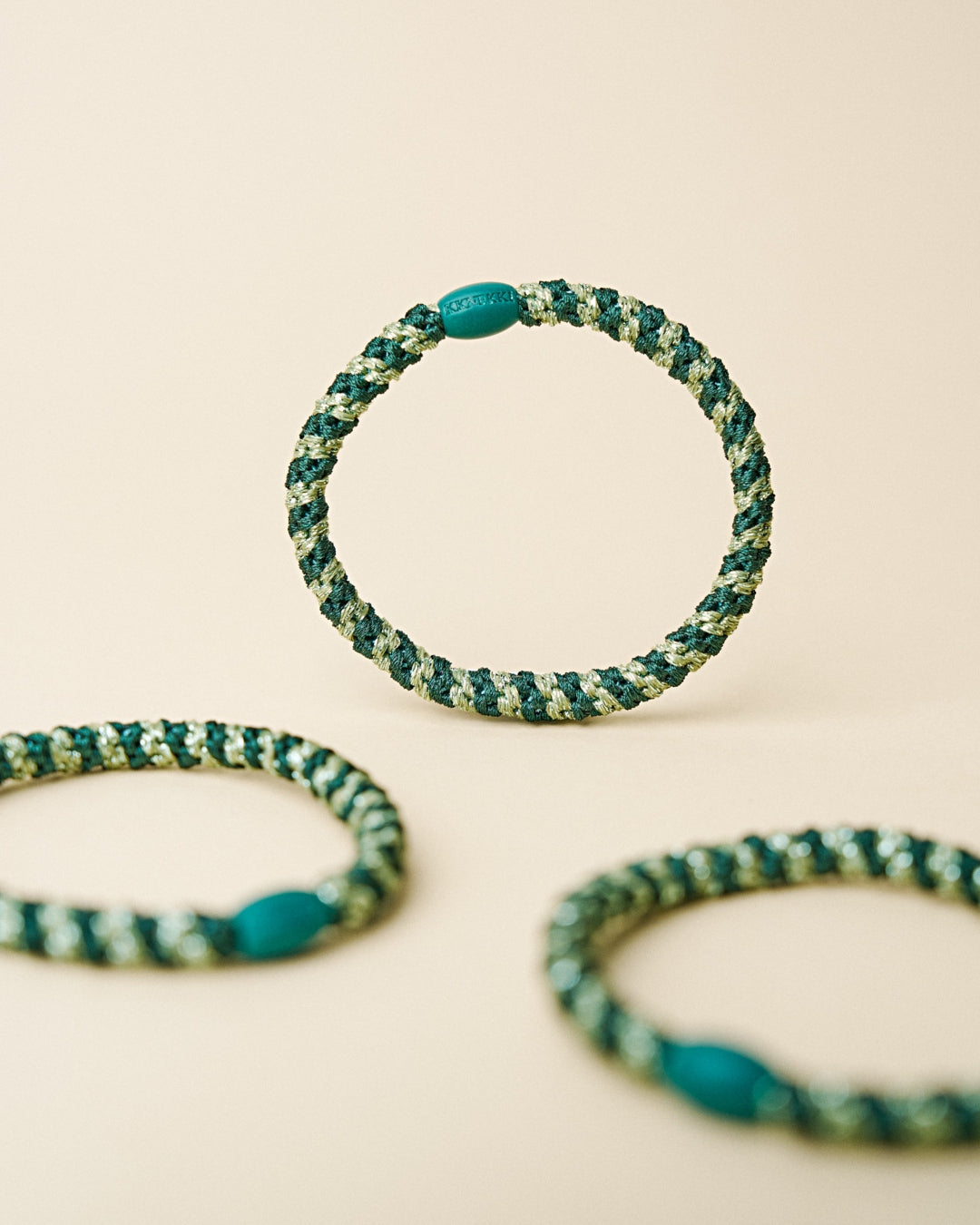 KKNEKKI Hair Tie | Slim Stripe | Jungle & Pistachio Glitter