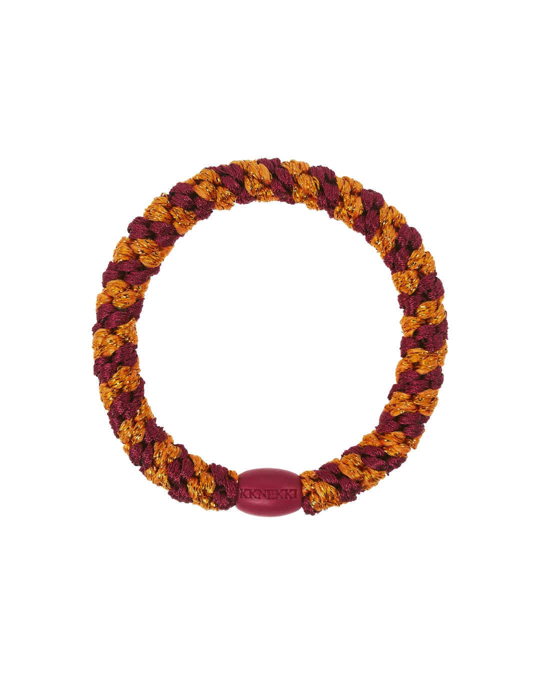 KKNEKKI Hair Tie | Stripe | Bordeaux & Orange Glitter