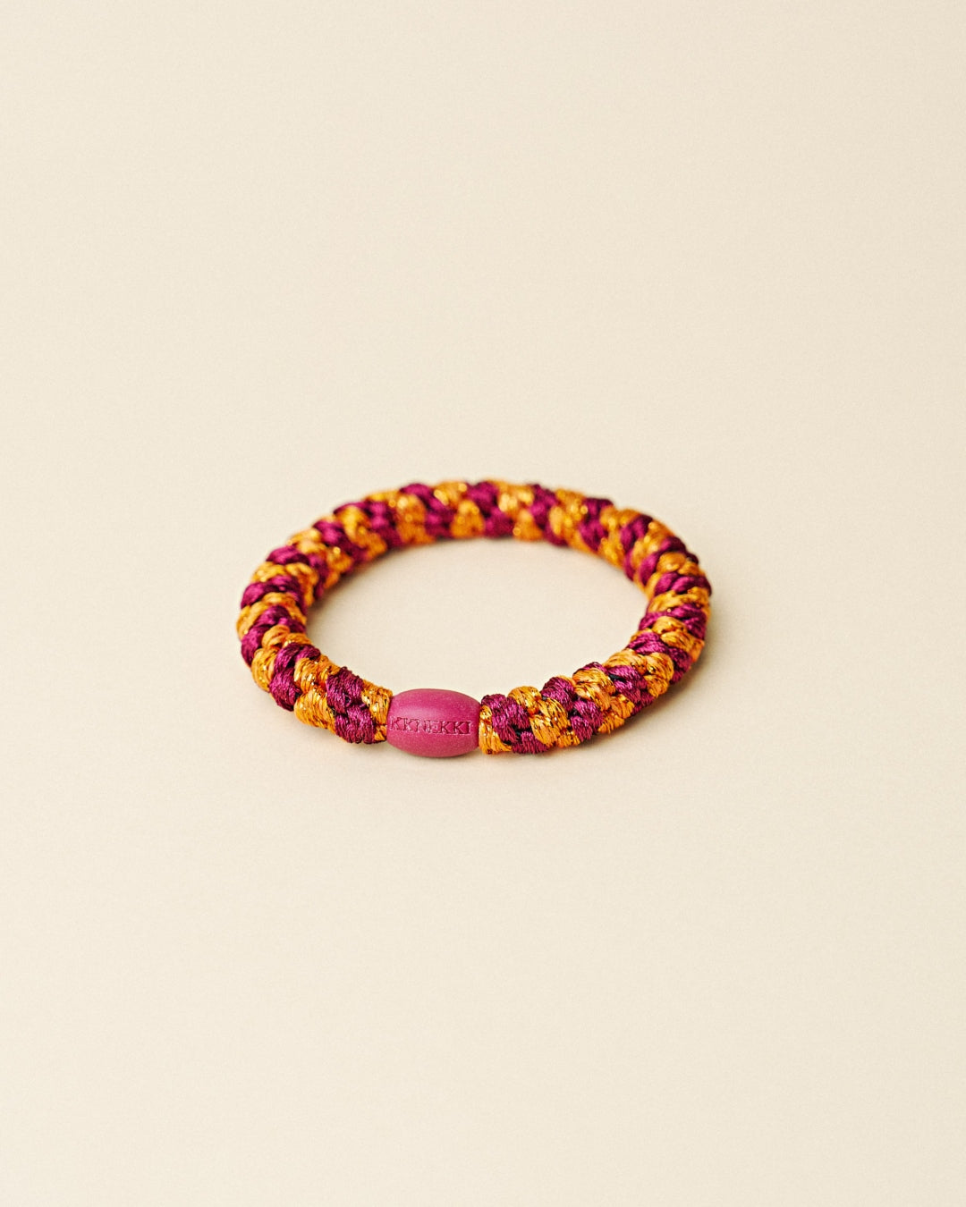 KKNEKKI Hair Tie | Stripe | Bordeaux & Orange Glitter