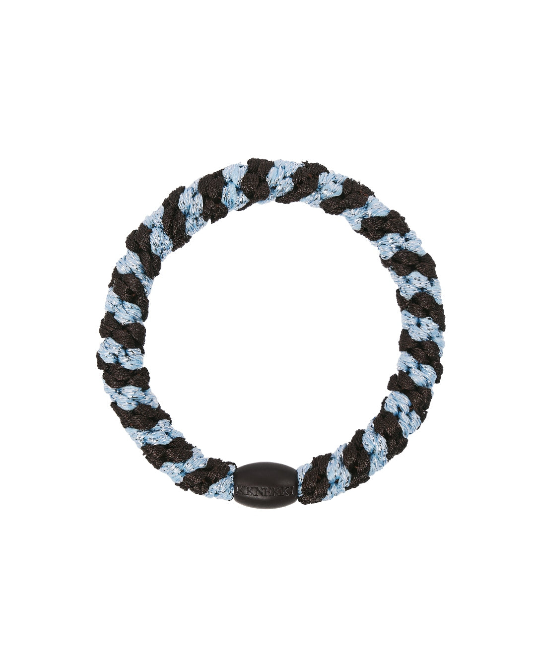 KKNEKKI Hair Tie | Stripe | Brown & Sea Blue Glitter