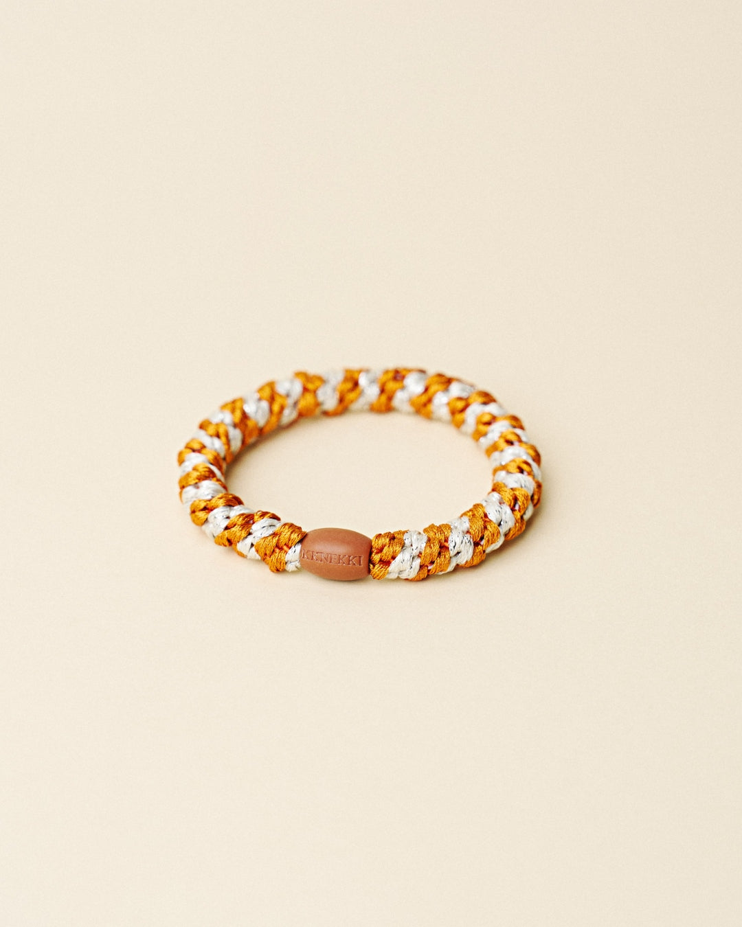 KKNEKKI Hair Tie | Stripe | Burnt Terracotta & Ivory Glitter
