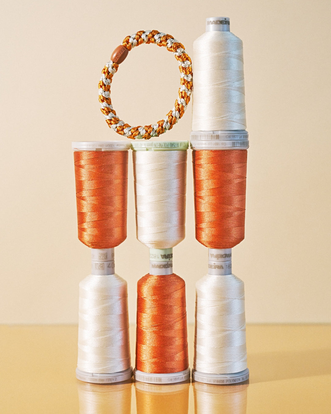 KKNEKKI Hair Tie | Stripe | Burnt Terracotta & Ivory Glitter