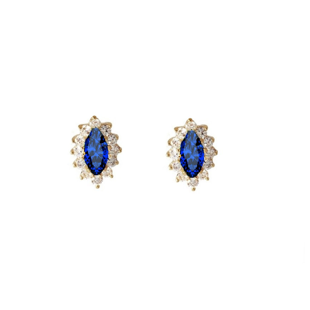 Gold Oval Cluster Stud Earrings