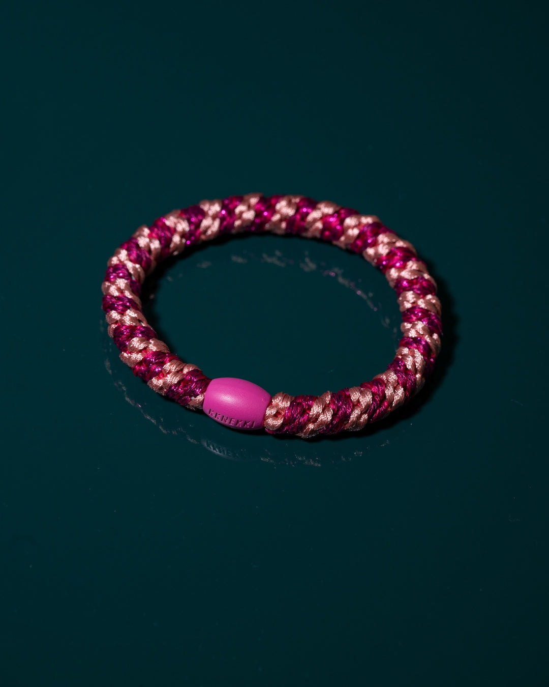 Kknekki Hair Tie | Glitter Stripe | Faded Rose Electric Pink
