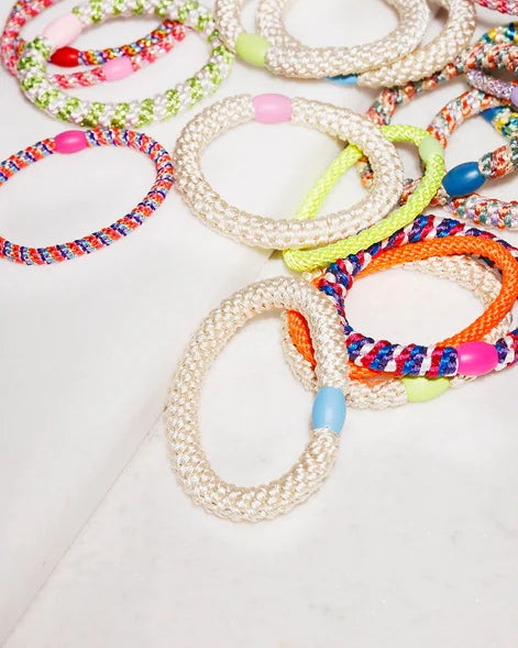 Kknekki Hair Tie | Plain | Ivory & Blue Bead
