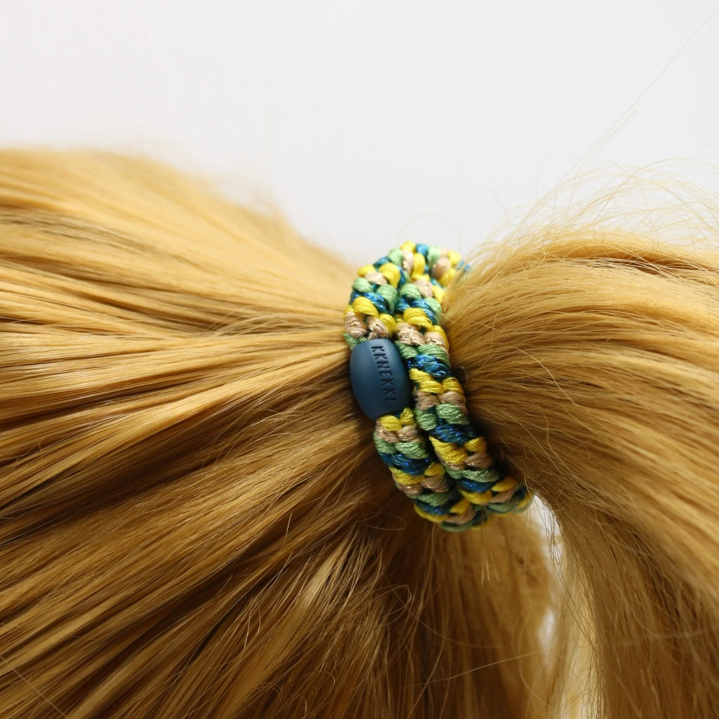 Kknekki Hair Tie | Mix | Yellow & Light Petrol Glitter