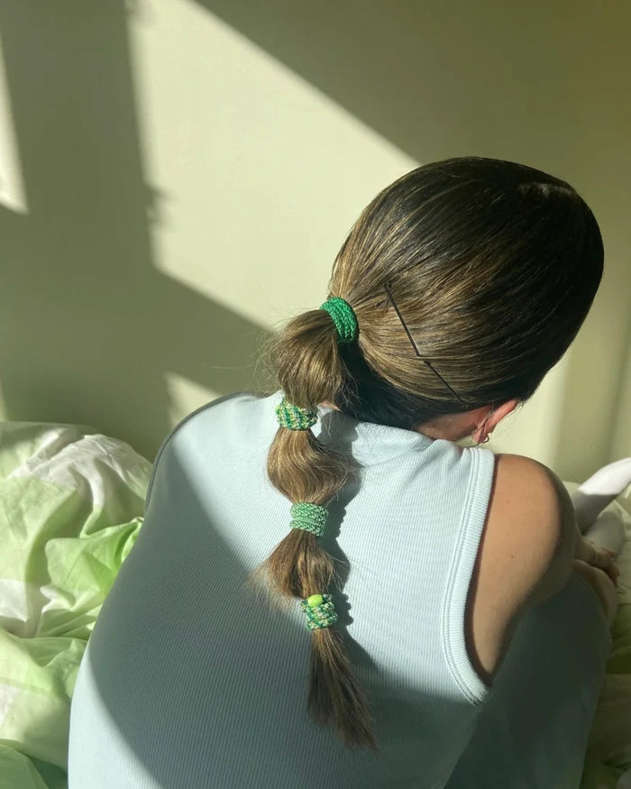 Kknekki Hair Tie | Slim Mix | Grass Green & Glitter