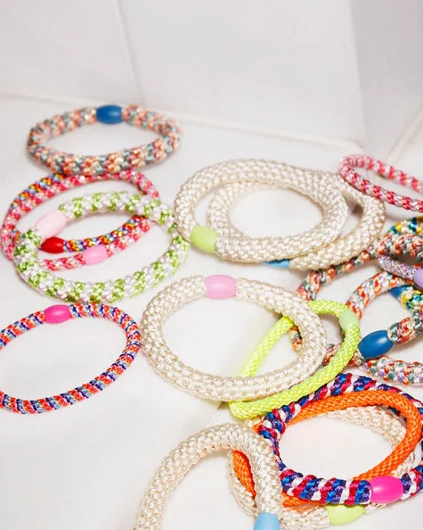 Kknekki Hair Tie | Slim Mix | Orange & Neon Pink