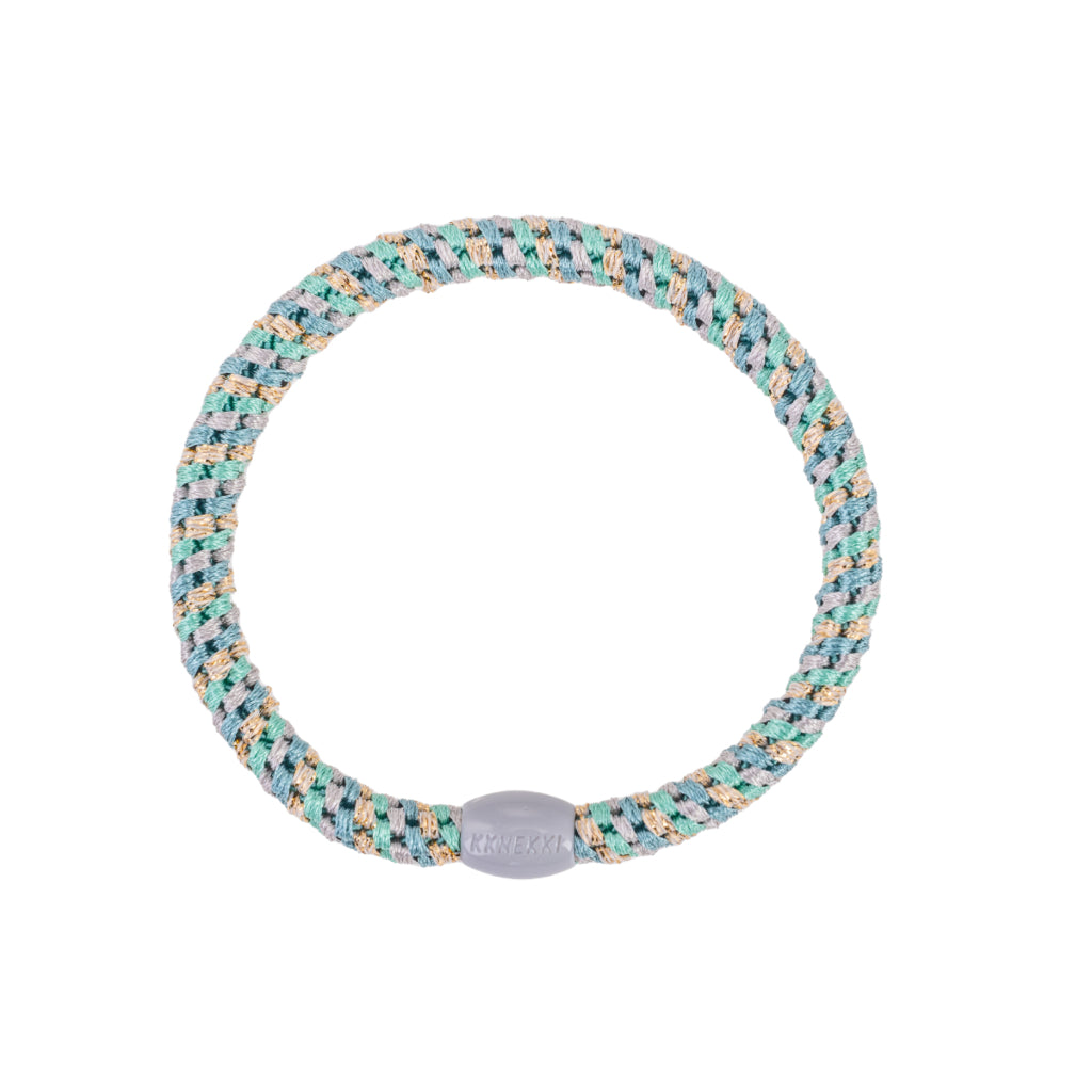 Kknekki Hair Tie | Slim Mix | Teal & Gold Glitter
