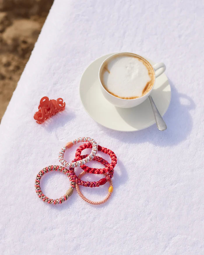 Kknekki Hair Tie | Slim Plain | Coral