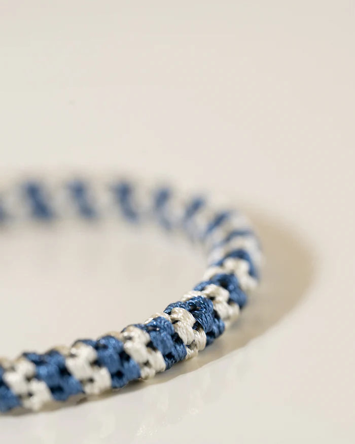 Kknekki Hair Tie | Slim Stripe | Indigo & Ivory
