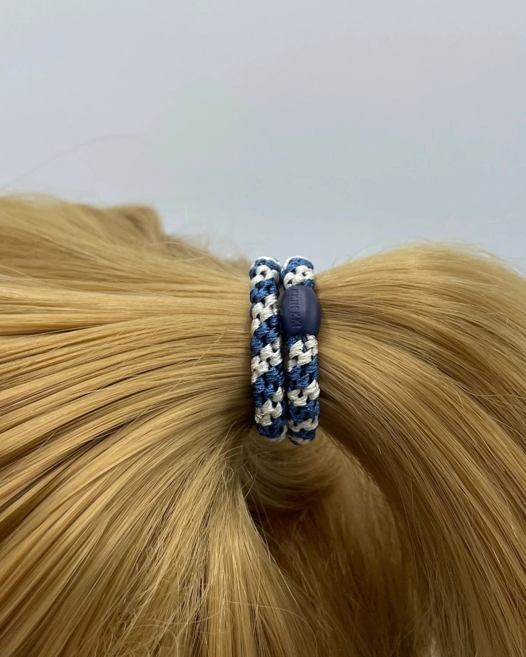 Kknekki Hair Tie | Slim Stripe | Indigo & Ivory