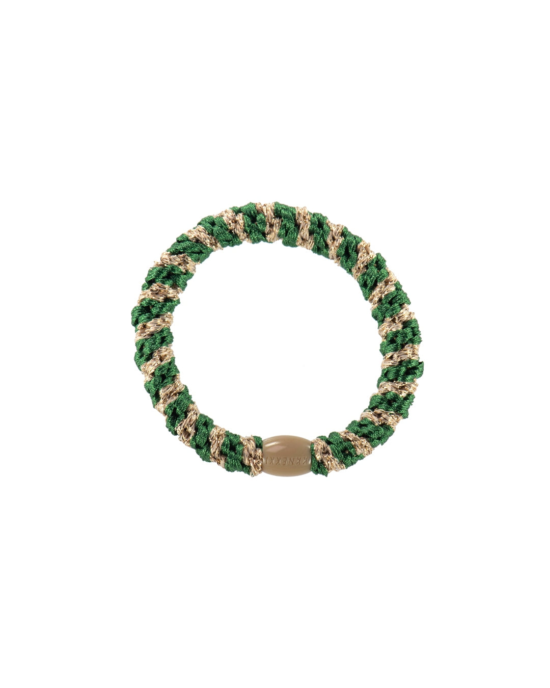 Kknekki Hair Tie | Stripe | Forest Green & Beige Glitter
