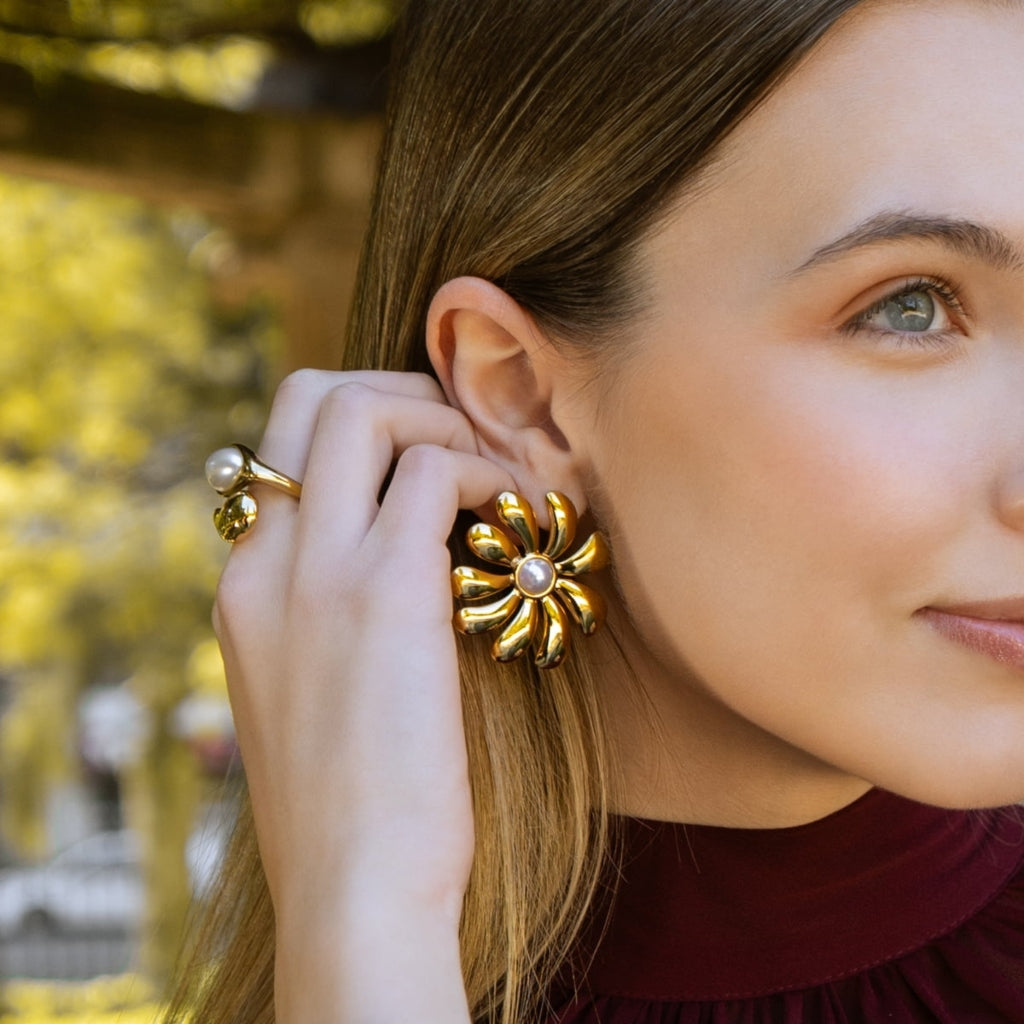 Large Flower Stud Earrings | Anartxy