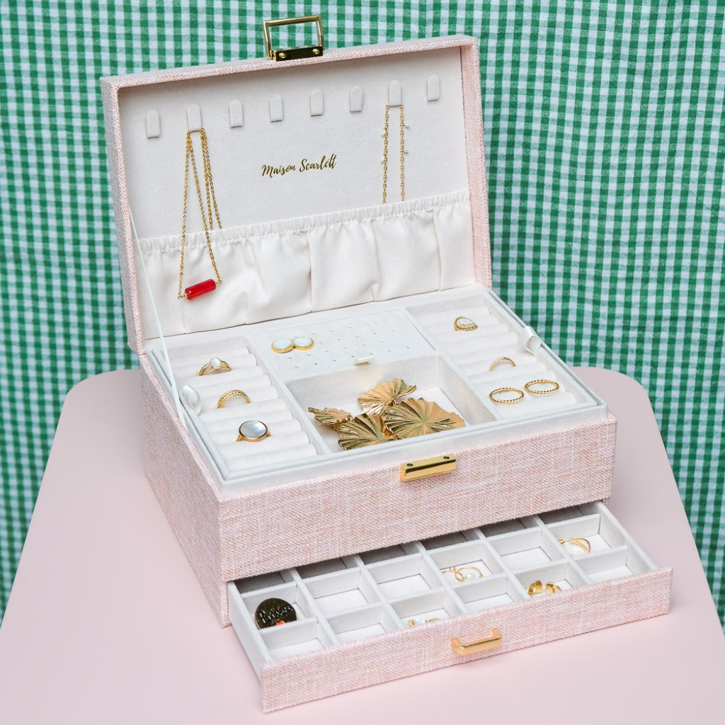 Large Jewellery Box | Denise | Linen | Maison Scarlett