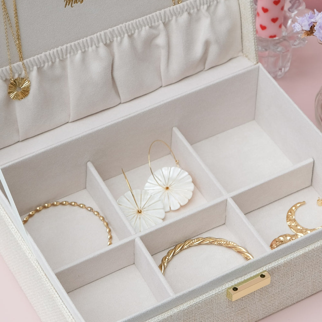 Large Rectangle Jewellery Box | Louise | Linen | Maison Scarlett