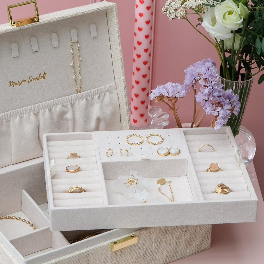 Large Rectangle Jewellery Box | Louise | Linen | Maison Scarlett