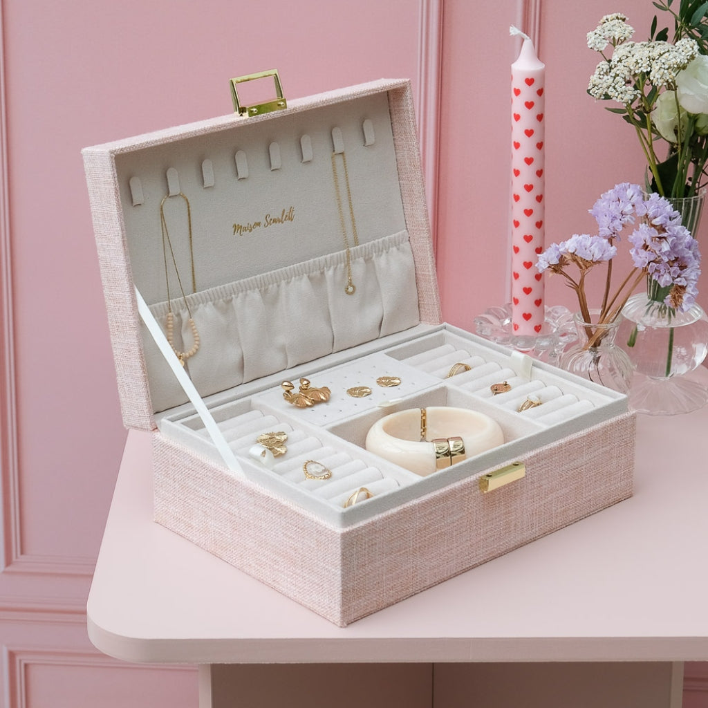 Large Rectangle Jewellery Box | Louise | Linen | Maison Scarlett