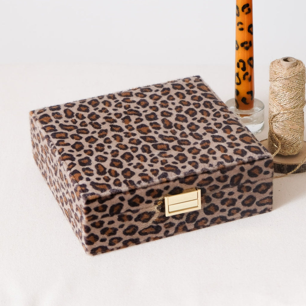 Large Square Jewellery Box | Anne | Leopard | Maison Scarlett