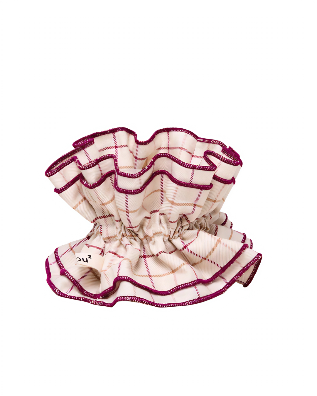 Maxi Hair Scrunchie | Beige & Burgundy Check | Chou²
