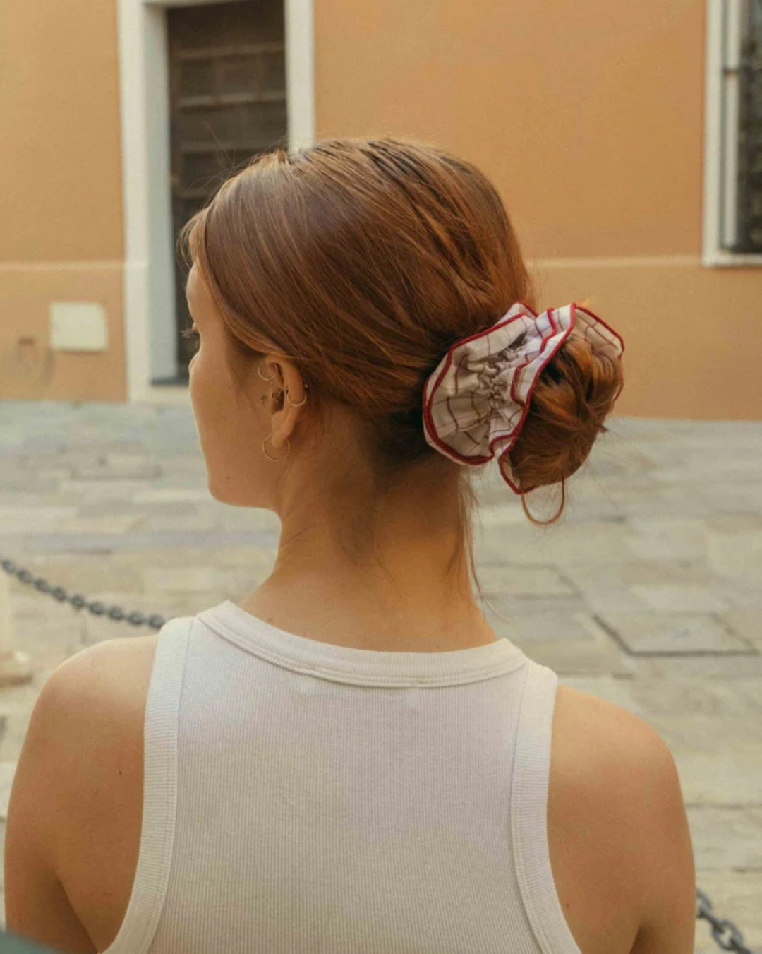 Maxi Hair Scrunchie | Beige & Burgundy Check | Chou²