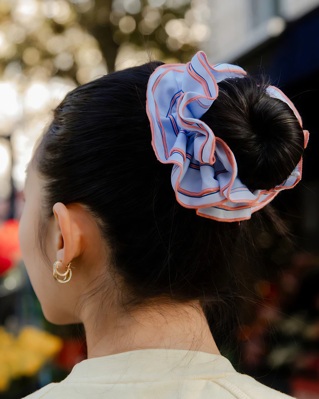 Maxi Hair Scrunchie | Blue & Orange Stripe | Chou²