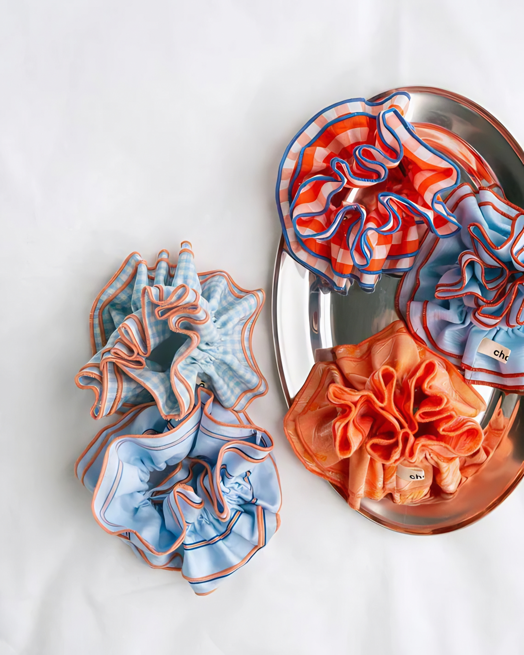 Maxi Hair Scrunchie | Blue & Orange Stripe | Chou²
