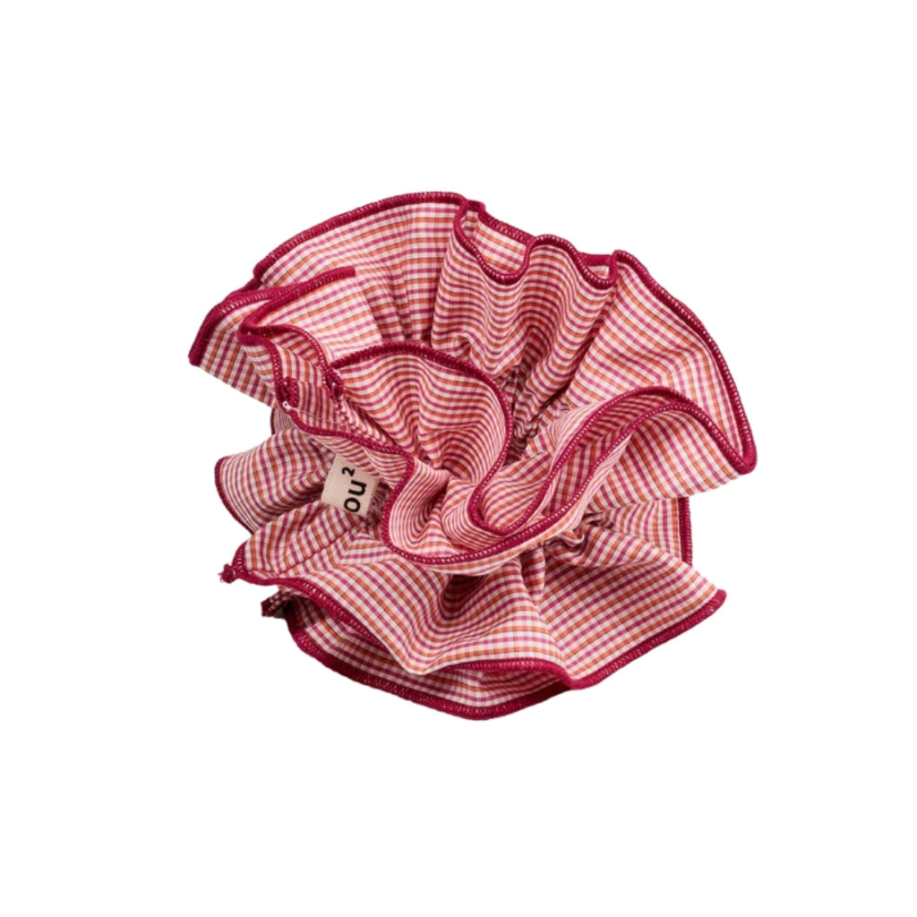 Maxi Hair Scrunchie – Burgundy Gingham | Oversized Scrunchie