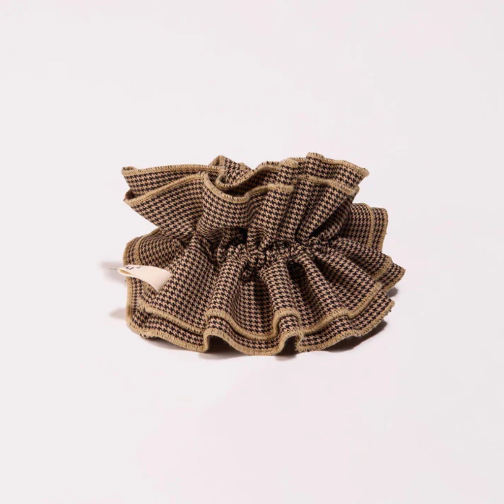 Maxi Hair Scrunchie | Camel Houndstooth | Oversized Scrunchie