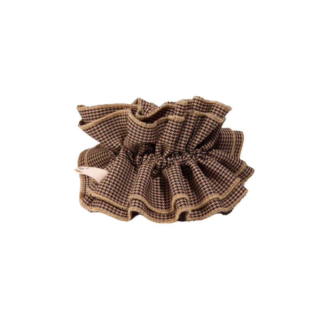 Maxi Hair Scrunchie | Camel Houndstooth | Oversized Scrunchie