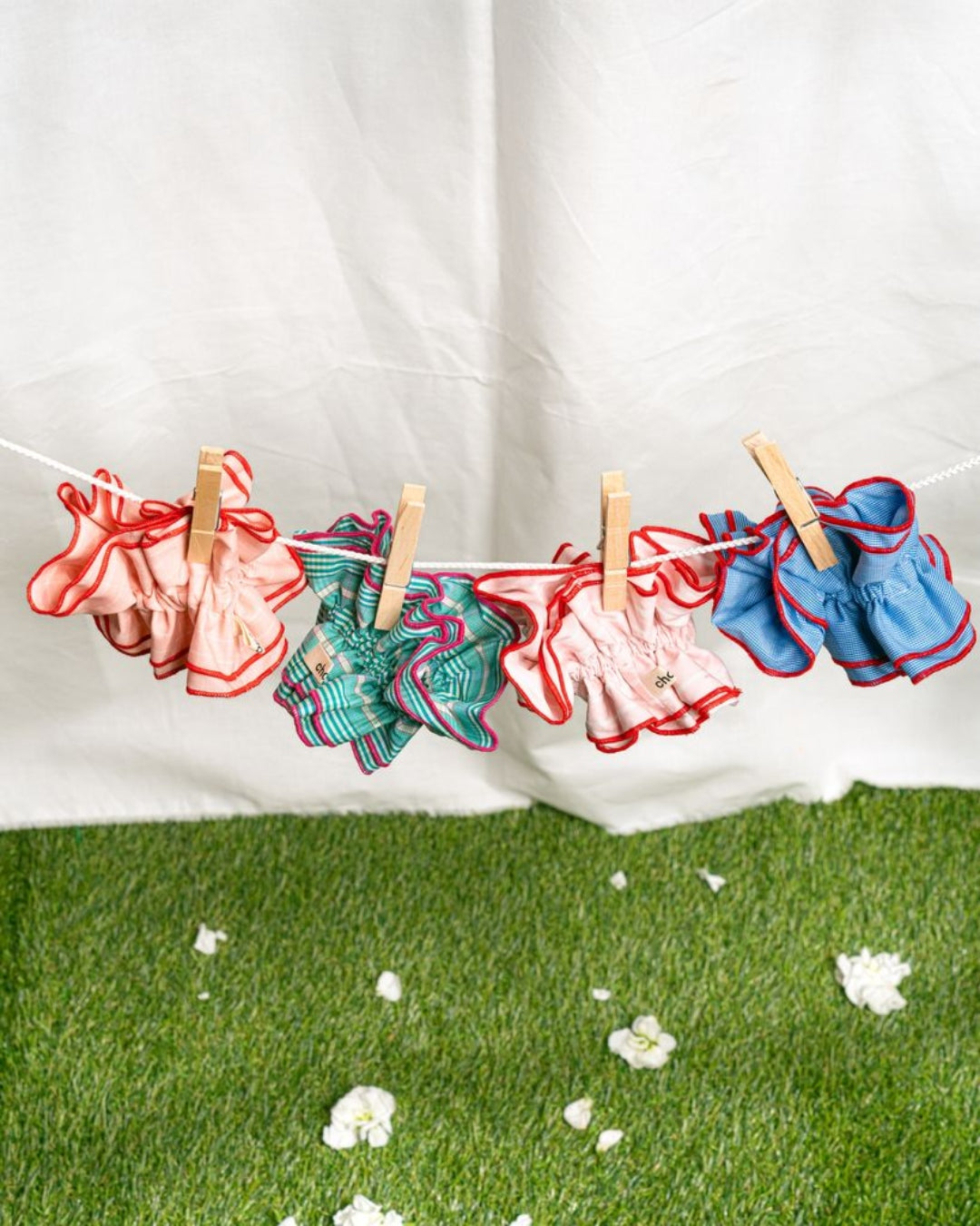Maxi Hair Scrunchie | Green & Pink Tartan | Chou²