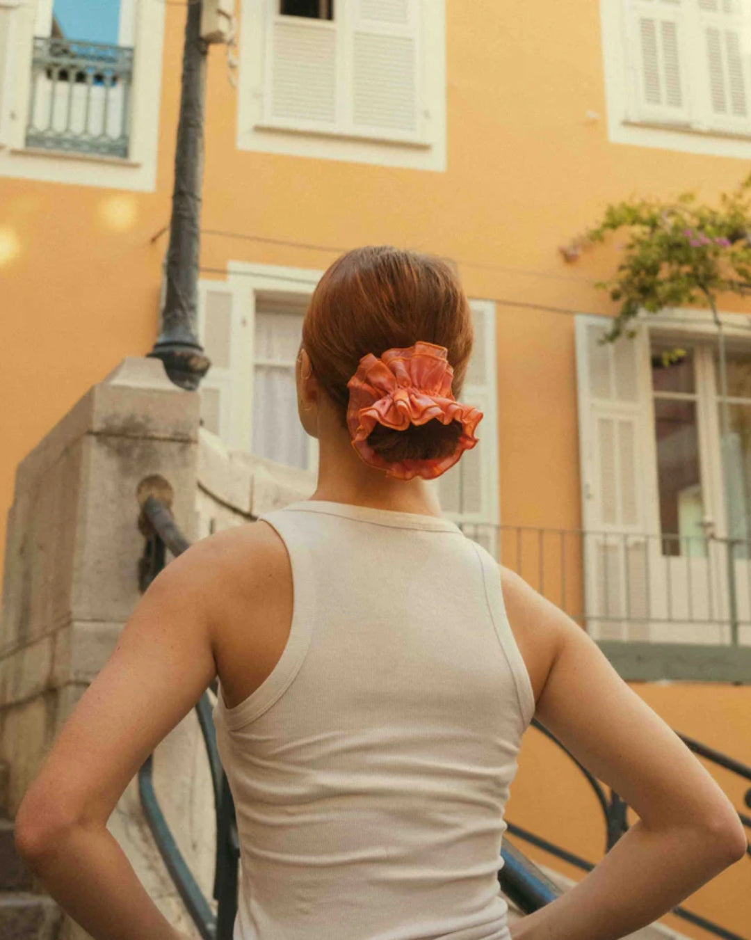 Maxi Hair Scrunchie | Orange Floral Jacquard | Chou²