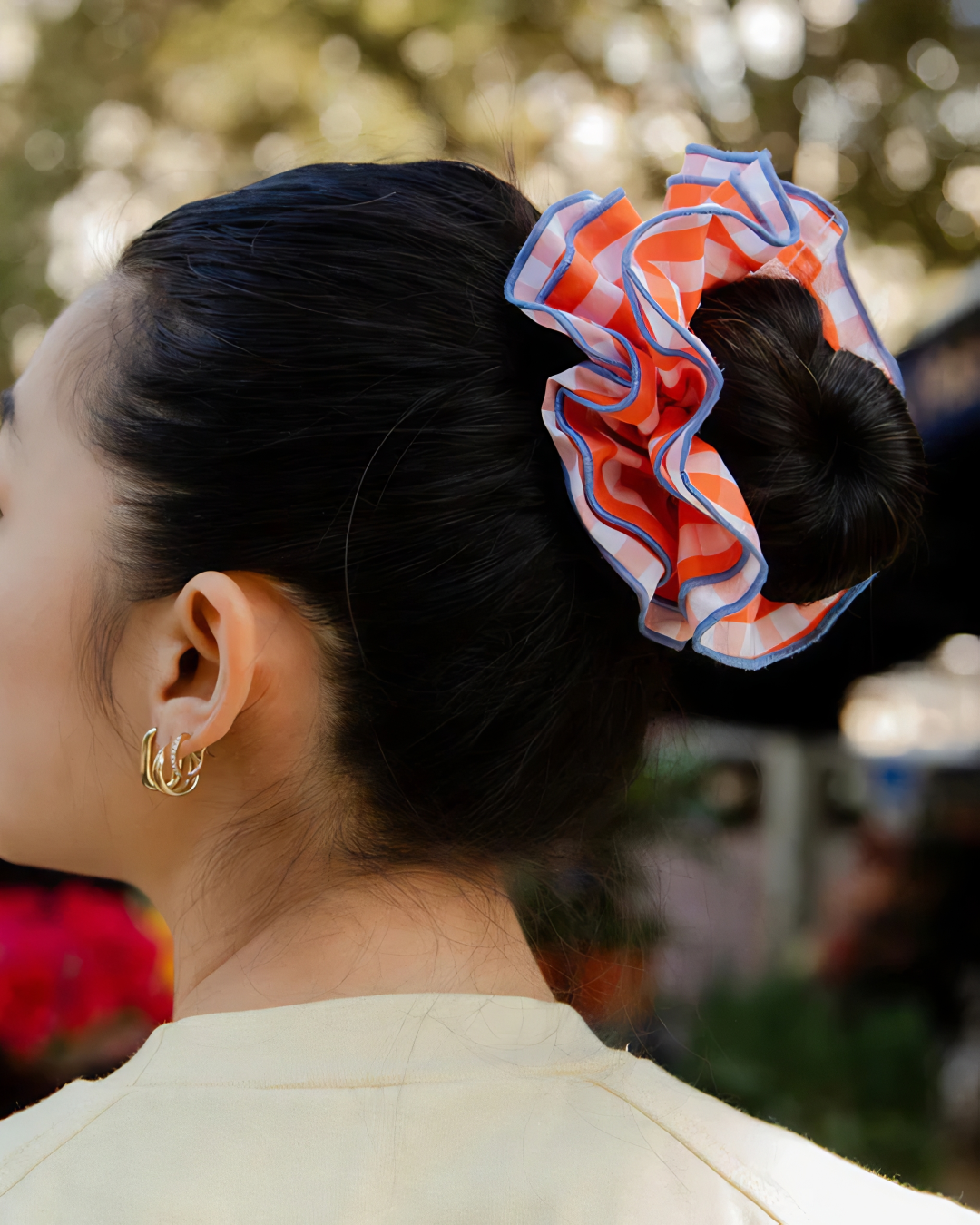 Maxi Hair Scrunchie | Orange Gingham | Chou²