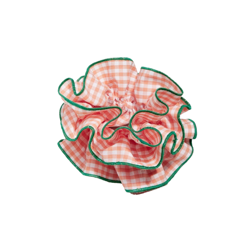 Maxi Hair Scrunchie | Orange Gingham & Green | Chou²