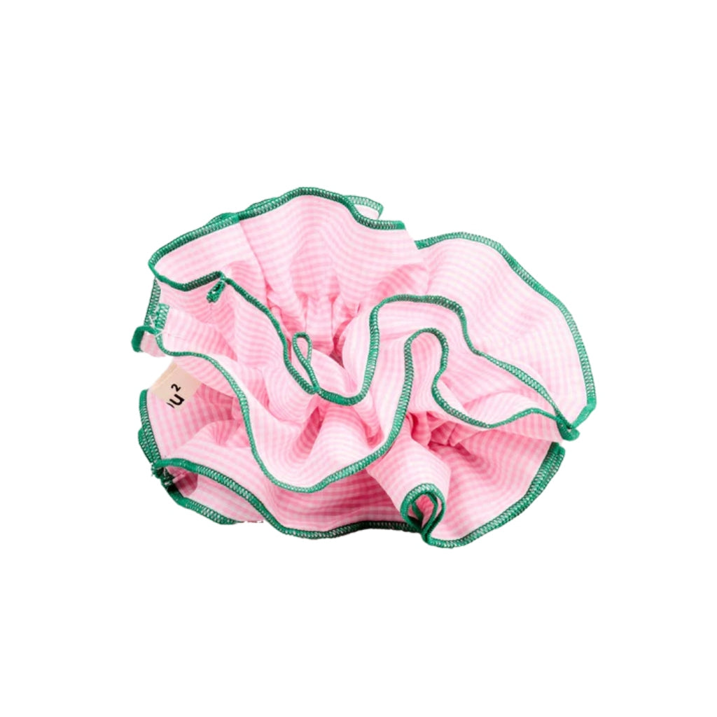 Maxi Hair Scrunchie | Pink Gingham & Green | Chou²