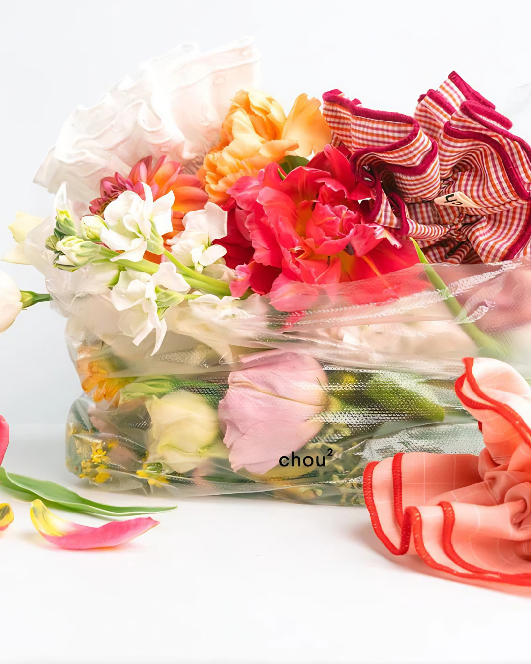 Maxi Hair Scrunchie | Pink & Red Stripe | Chou²