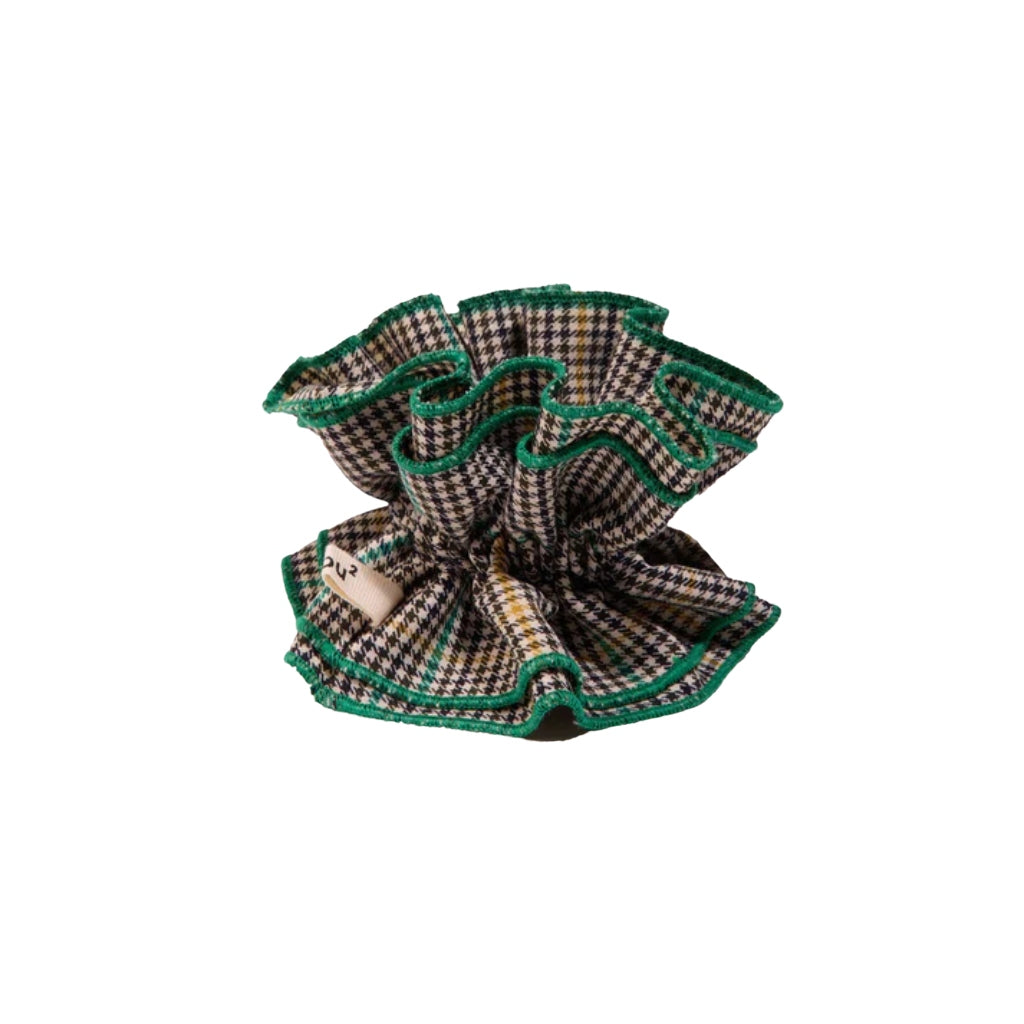 Maxi Hair Scrunchie – Yellow & Green Houndstooth | Oversized Scrunchie