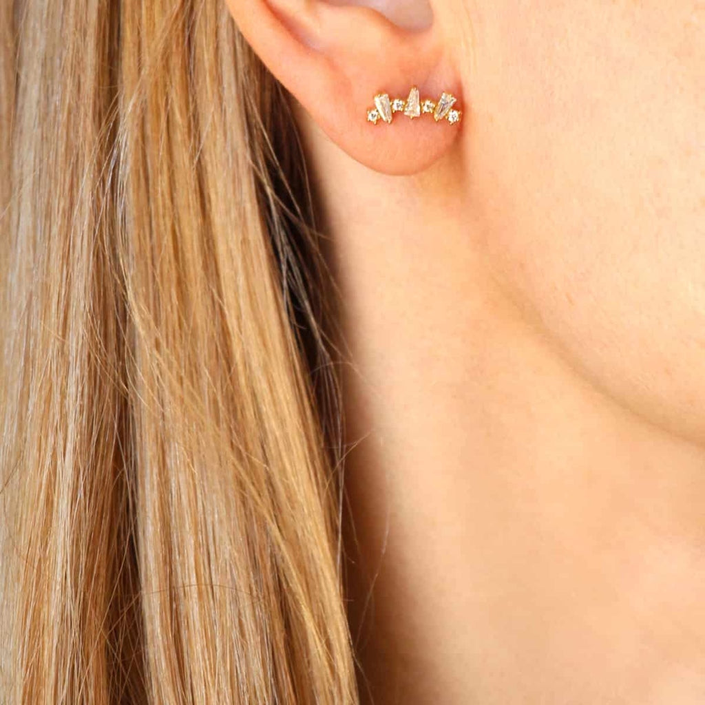 Multistone Flat Back Single Stud Earring | Anartxy