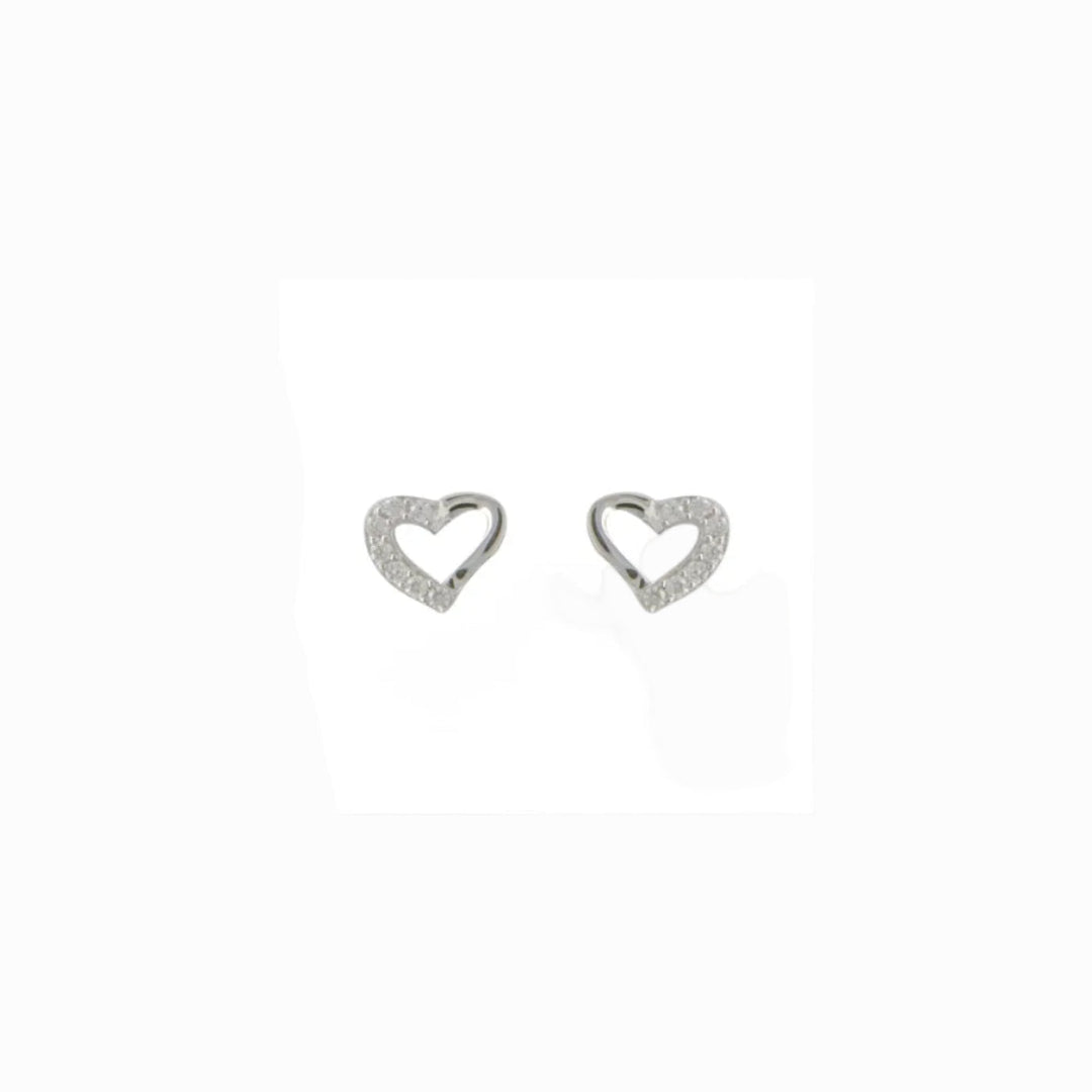 Sterling Silver Open Heart Stud Earrings | Eros