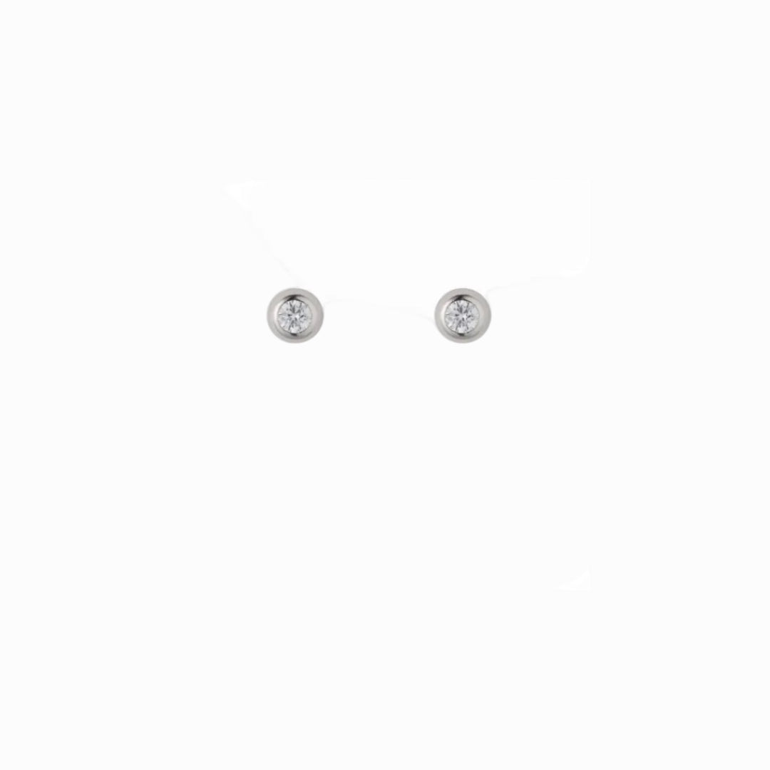 Sterling Silver Round Stone Stud Earrings | Granada