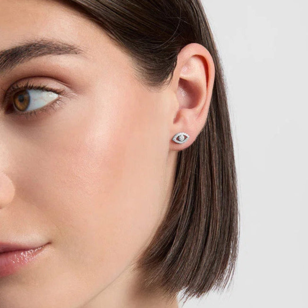 Sterling Silver Evil Eye Stud Earrings | Artemis