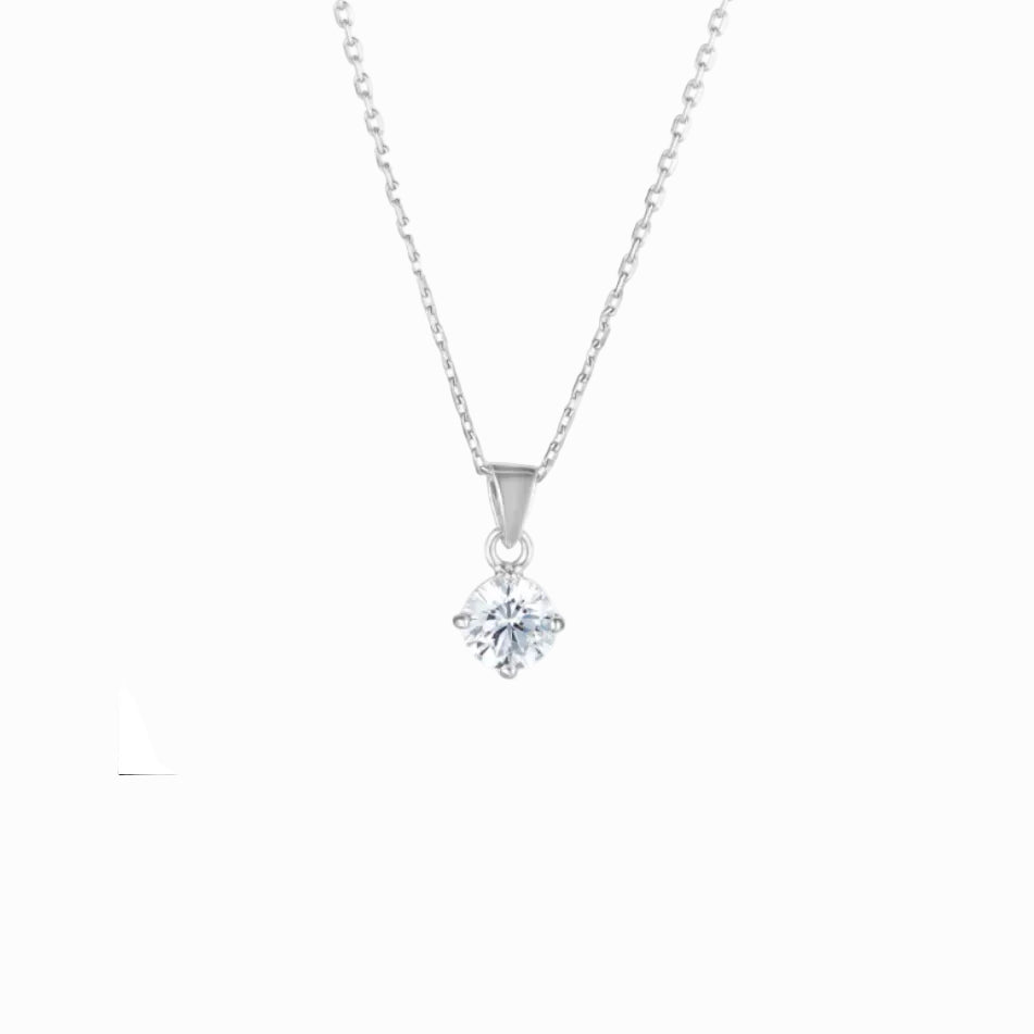 Sterling Silver Solitaire Pendant Necklace | Lugano