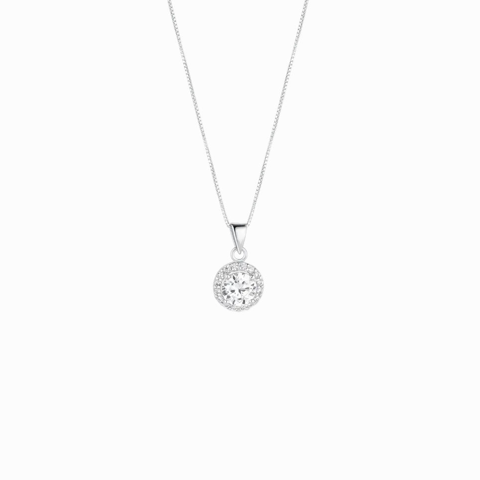 Sterling Silver Round Cluster Pendant Necklace | Creta