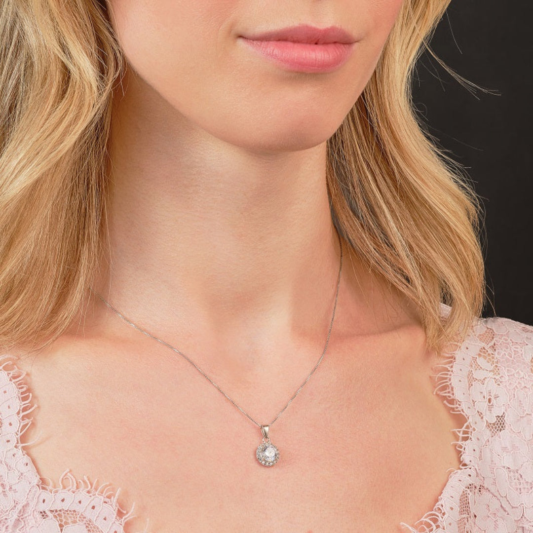 Sterling Silver Round Cluster Pendant Necklace | Creta