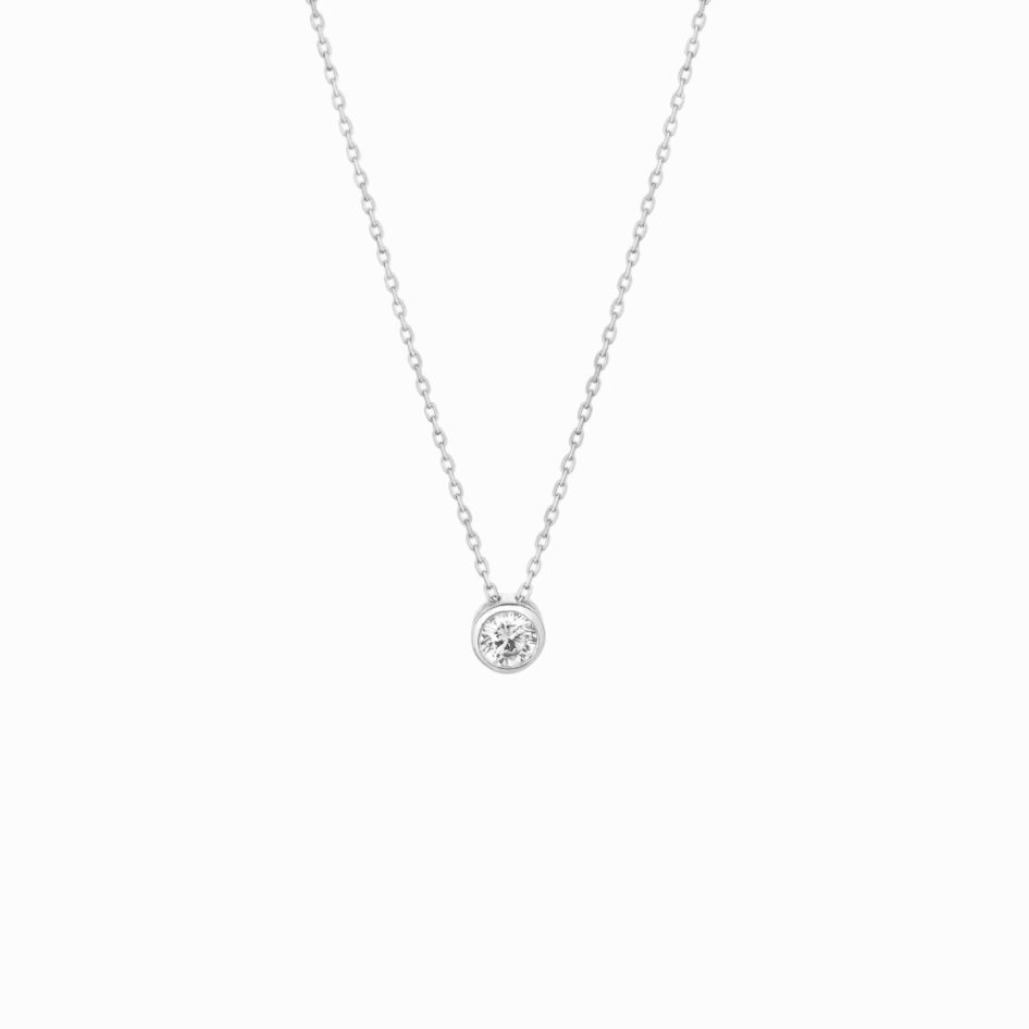 Sterling Silver Round Zirconia Pendant Necklace | Genova